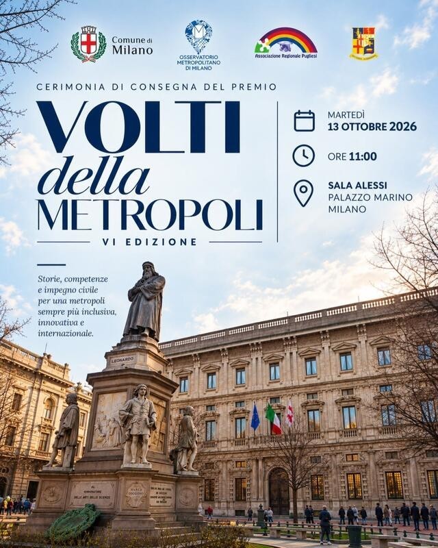 Milano celebra i suoi protagonisti: torna il Premio “Volti della Metropoli”